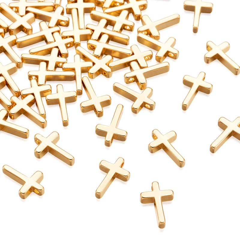 Craftdady 60pcs 18K Gold Plated Small Cross Charms 13x8.5mm Crucifix Pendants for DIY Jewelry Crafts Making,Hole 1mm - Image 1